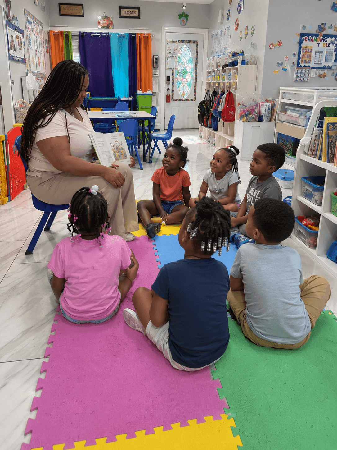 Children gathered for story circle time
